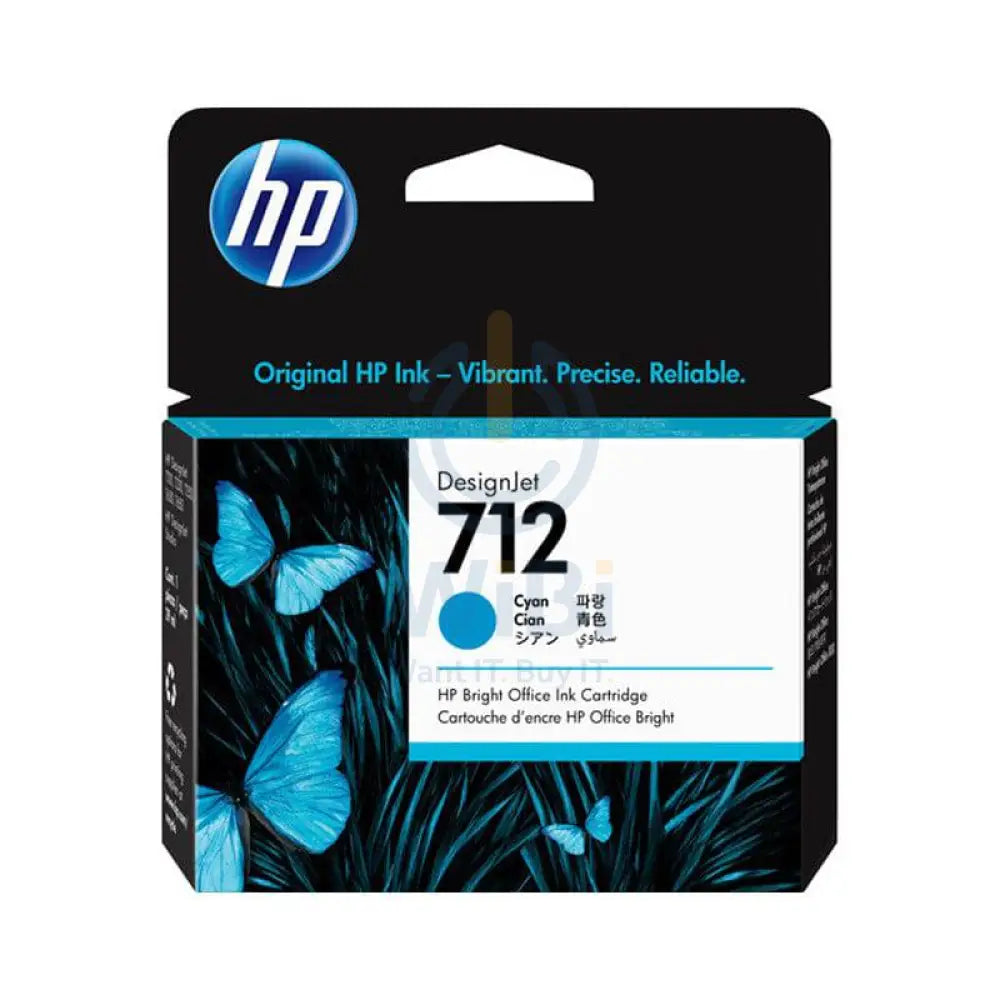 HP 712 Cyan DesignJet Ink Cartridge - 29 ml / Cyan Color / Ink Cartridge