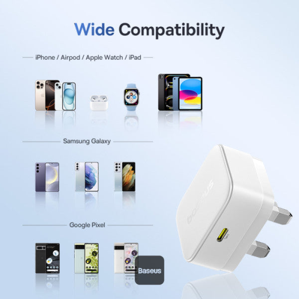 Baseus Palm Fast Charger with Cable - USB-C / 30W / Moon White