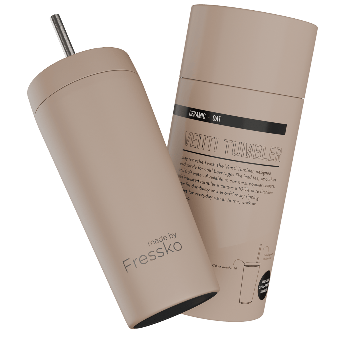 Fressko Venti Tumbler 600ml / 20oz - Ceramic - Oat