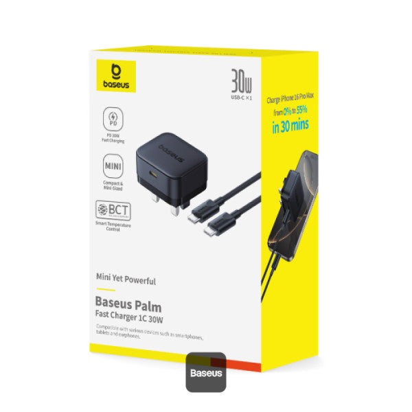 Baseus Palm Fast Charger with Cable - USB-C / 30W / Cluster Black