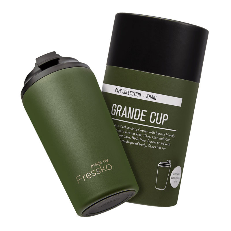 Fressko Grande 475ml / 16oz Cup - Stainless Steel - Khaki