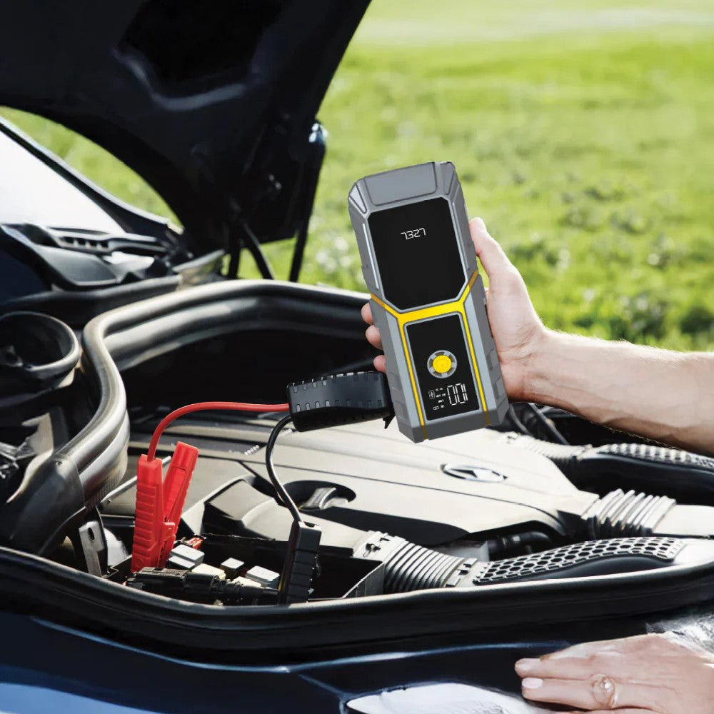 Lzel EnergizeIgnite Car Jump Starter Led Flashlight Air Compressor - 12000mAh / Grey/Yellow