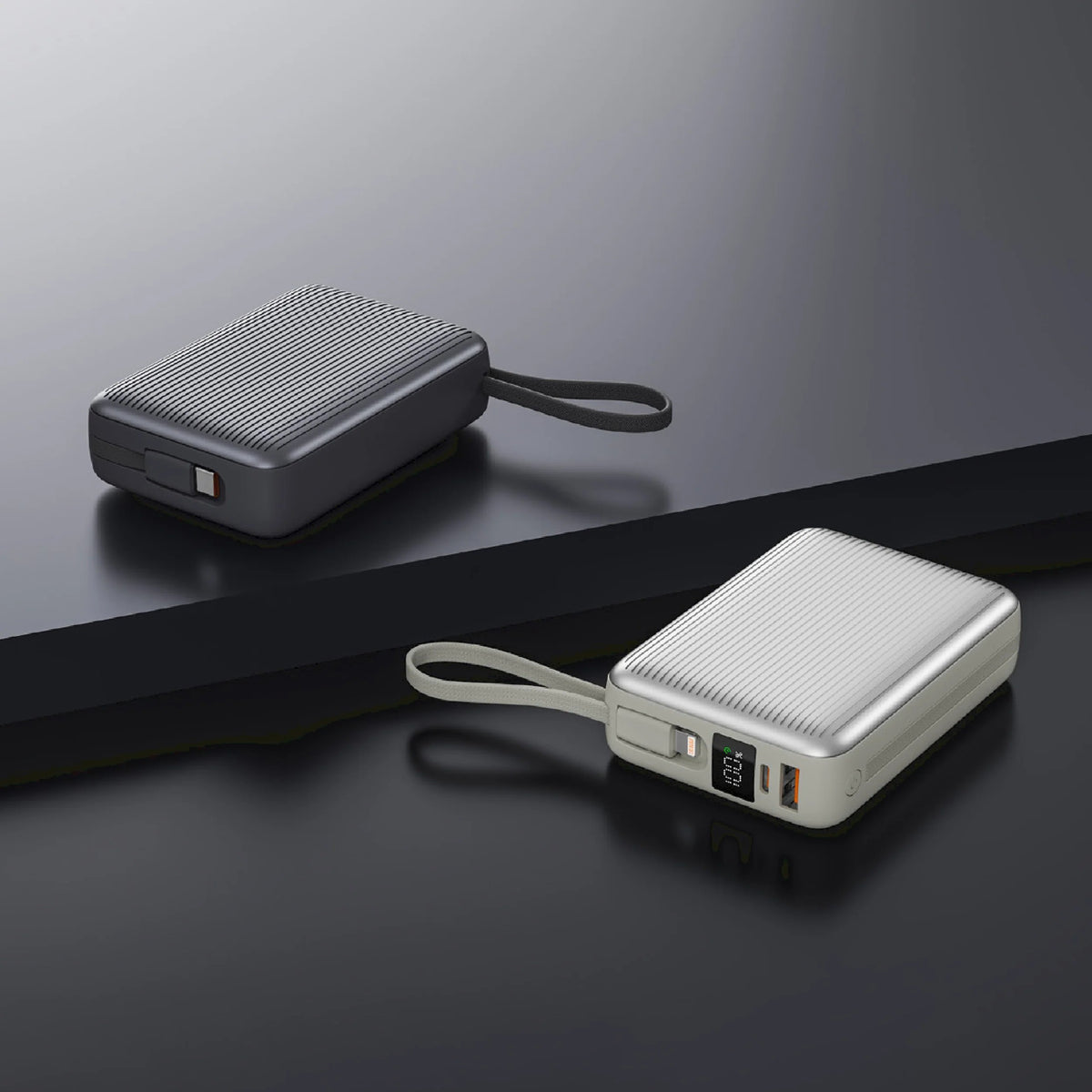 Lzel Mini Neurode Sync Power Bank with Built-in-Cable - 20000mAh / 22.5W / USB-A / USB-C / Silver