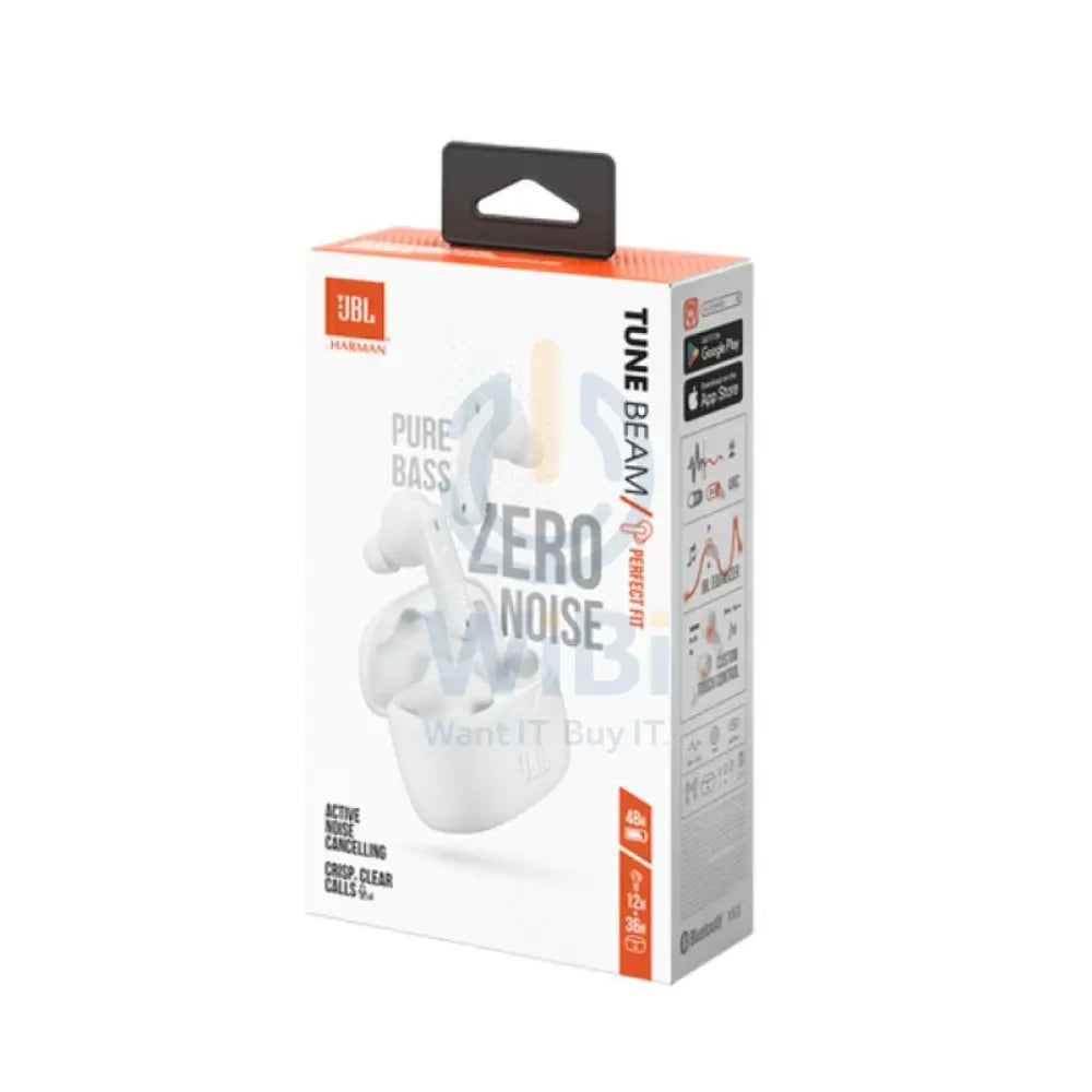 JBL Tune Beam True Wireless Noise Cancelling Earbuds - White Accessories > Audio > Headphones
