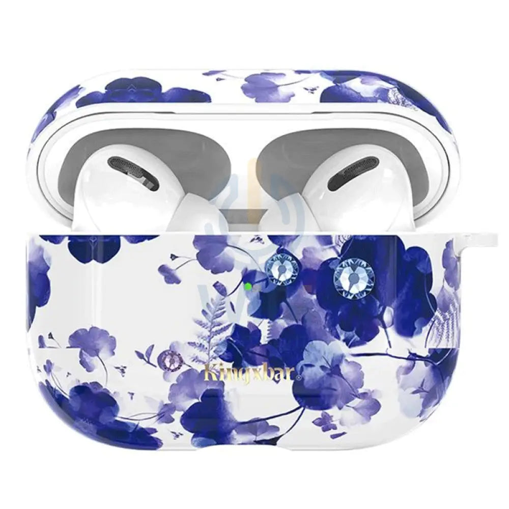Kingxbar Swarovski Tpu Case For Apple Airpod Pro - Floral Blue Accessories > Audio > Headphones