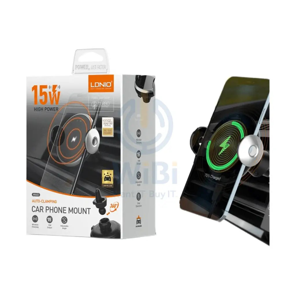 Ldnio MA02 Car Holder with a wireless high-speed charger & Stand - Black Accessories > Mobiles & Tablets > Mobiles >