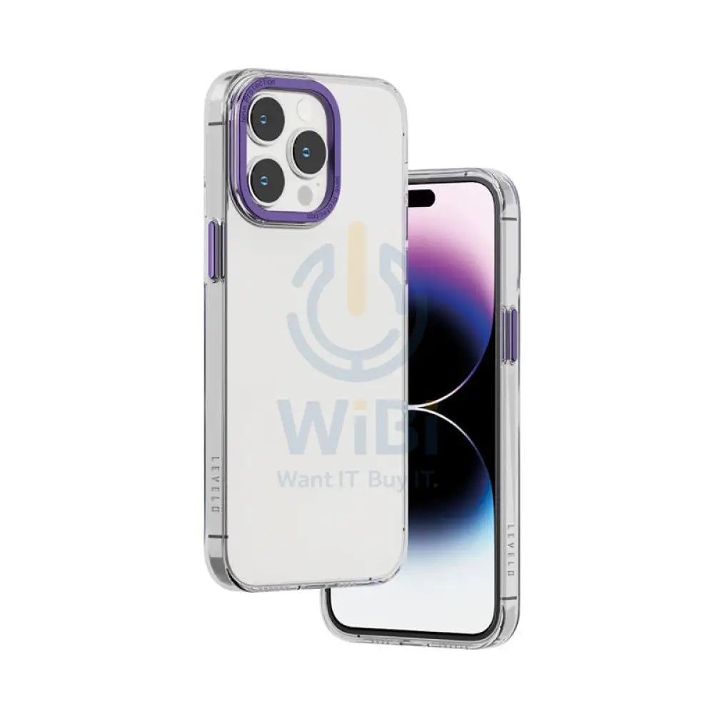 Levelo Sensa Clear Back Case iPhone 14 Pro - Clear/Purple Accessories > Mobiles & Tablets > Mobiles > Screen Protectors