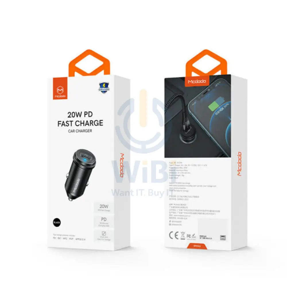 Mcdodo CC-7490 PD USB-C Fast Car Charger - 20W / Black Accessories > Mobiles & Tablets > Mobiles > Car Chargers