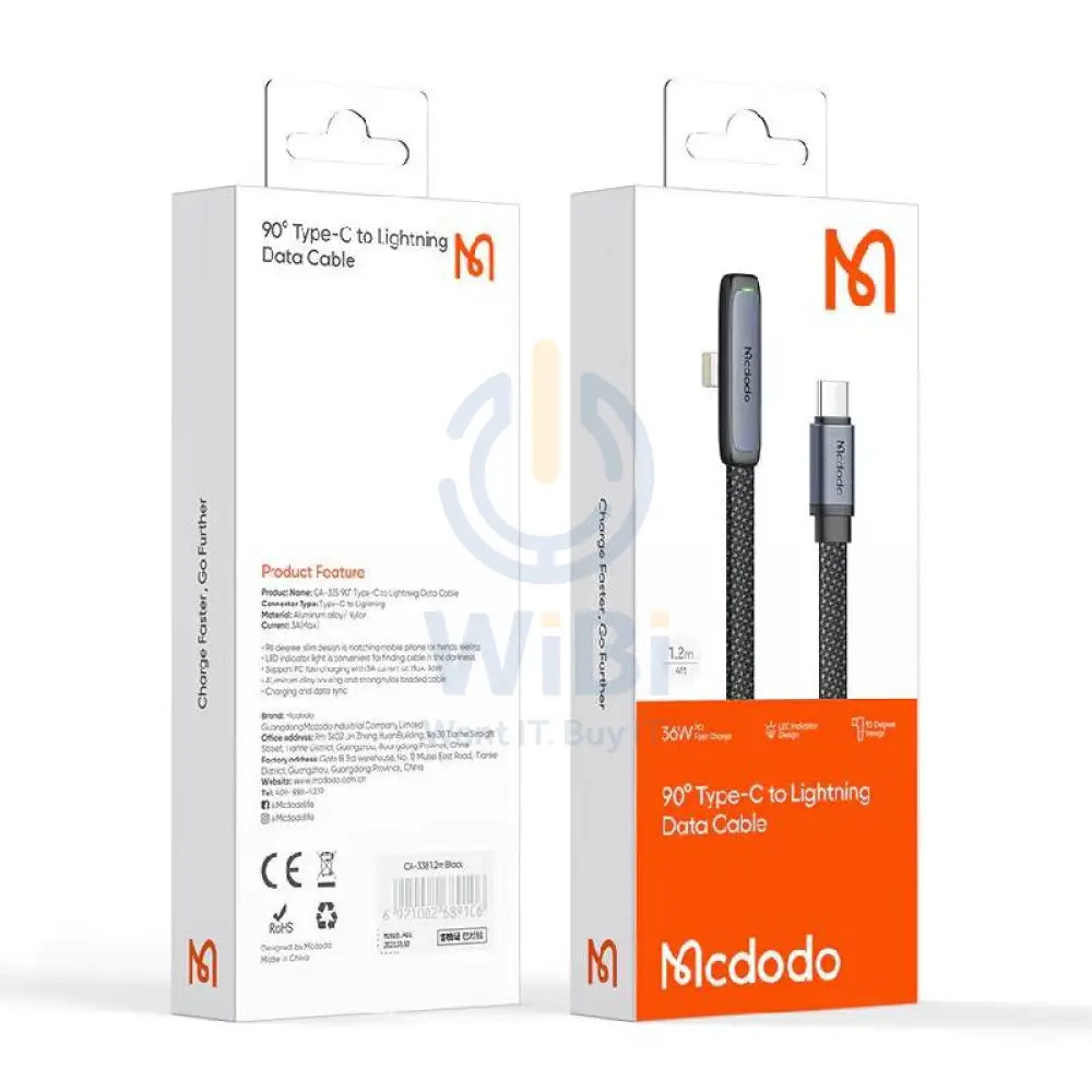Mcdodo Fast Charging Data Cable - Type-C / Lightning / 36W / 1.2 Meter / Black Accessories > Cables & Converters >