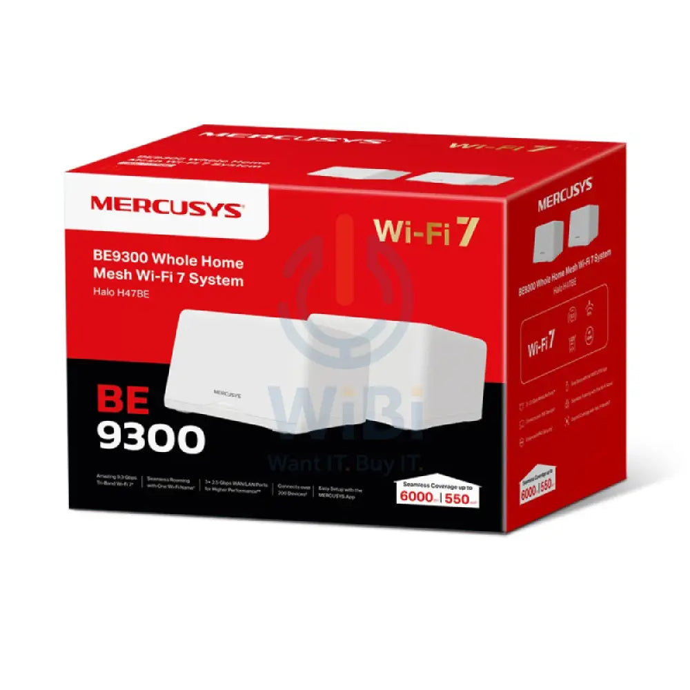 Mercusys (BE9300) Whole Home Mesh Wi-Fi 7 System - 6GHz(5760 Mbps) / WAN/LAN (2-Pack) Networking Products > Wireless
