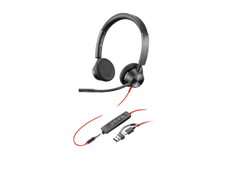 HP HP Poly Blackwire 3325 Stereo Microsoft Teams Certified USB-C Headset - 3.5mm / USB-C/A Adapter