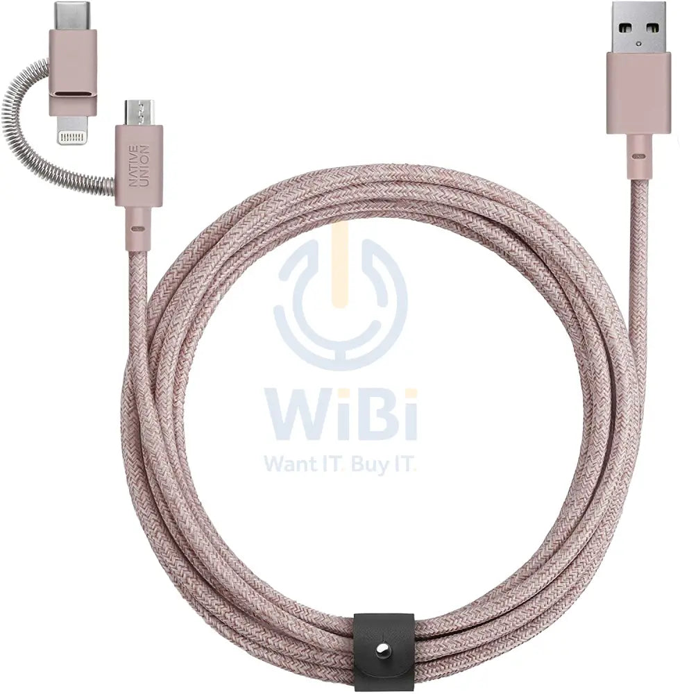 Native Union Belt Cable Universal 2M - Rose Accessories > Cables & Converters > Cables