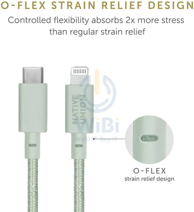 Native Union Belt Cable XL USB-C to Lightning 3M - Sage Accessories > Cables & Converters > Cables