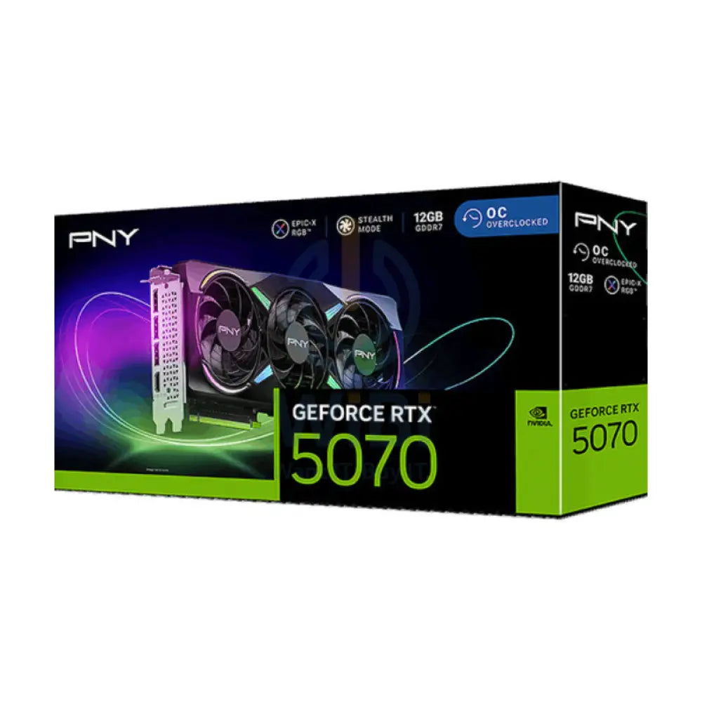 PNY NVIDIA GeForce RTX 5070 ARGB EPIC-X RGB OC Triple Fan Graphics Card - 12GB / GDDR7 / 192-Bit / PCIe 5.0
