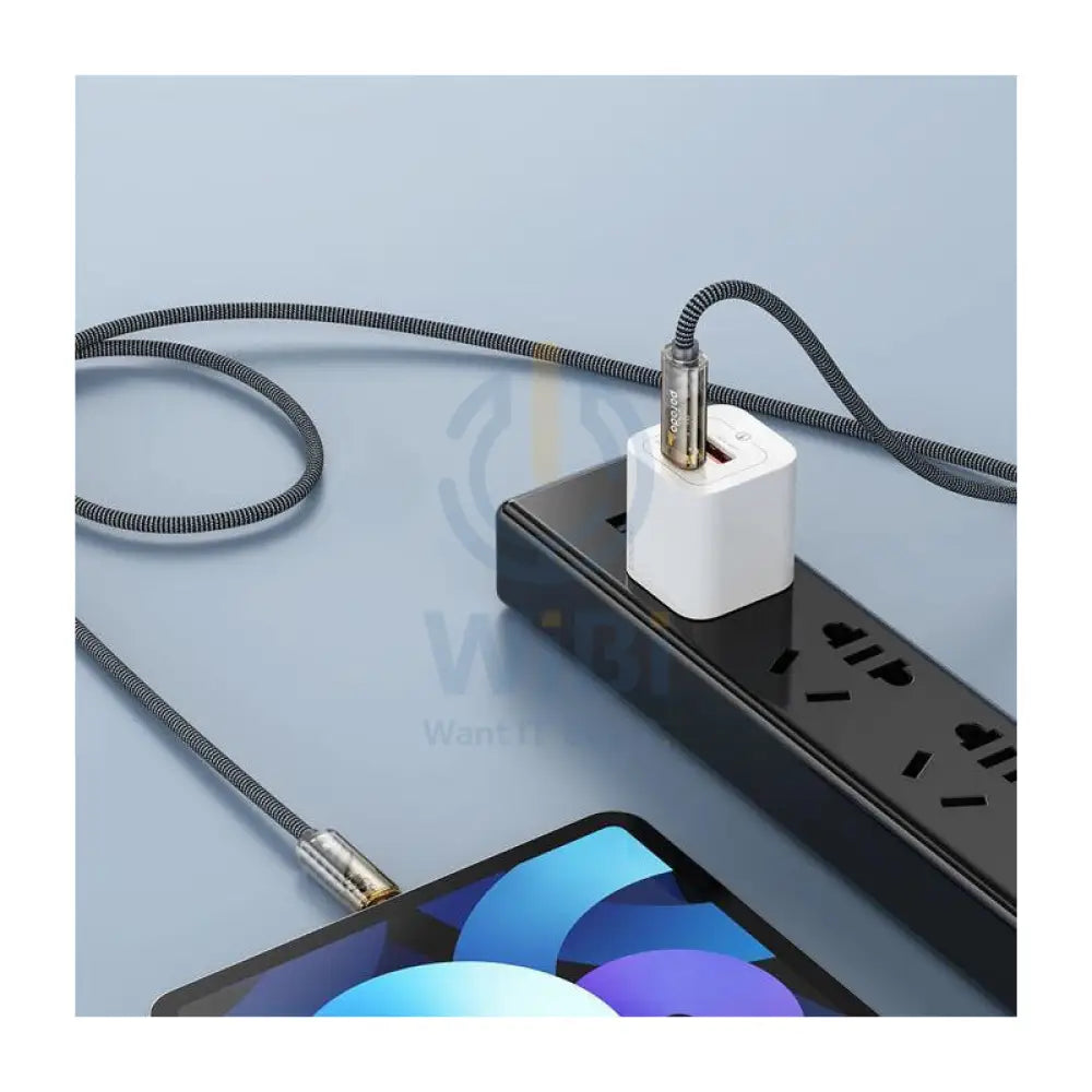 Porodo Braided Cable With Transparent Head - 1M / 27W / USB-C / Lightning Accessories > Cables & Converters > Cables