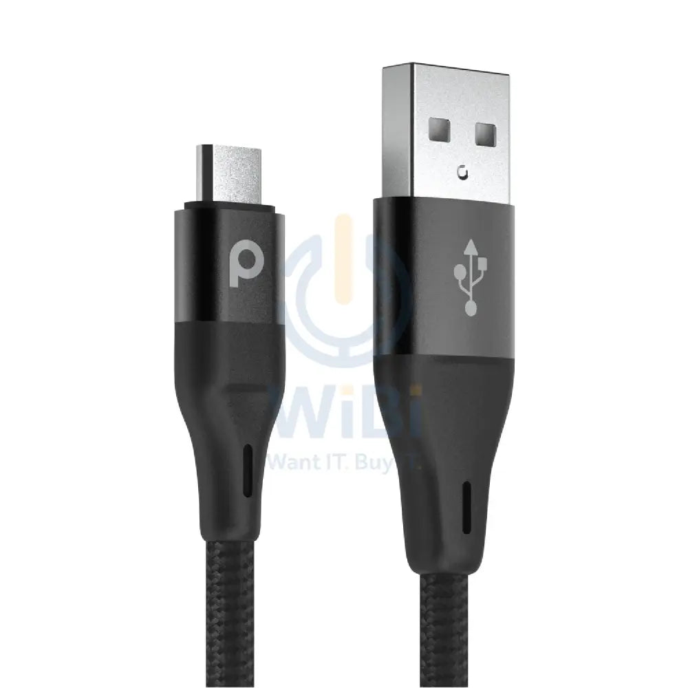 Porodo Braided USB-A to Type-C (3A 2.2m) - Black Accessories > Cables & Converters > Cables