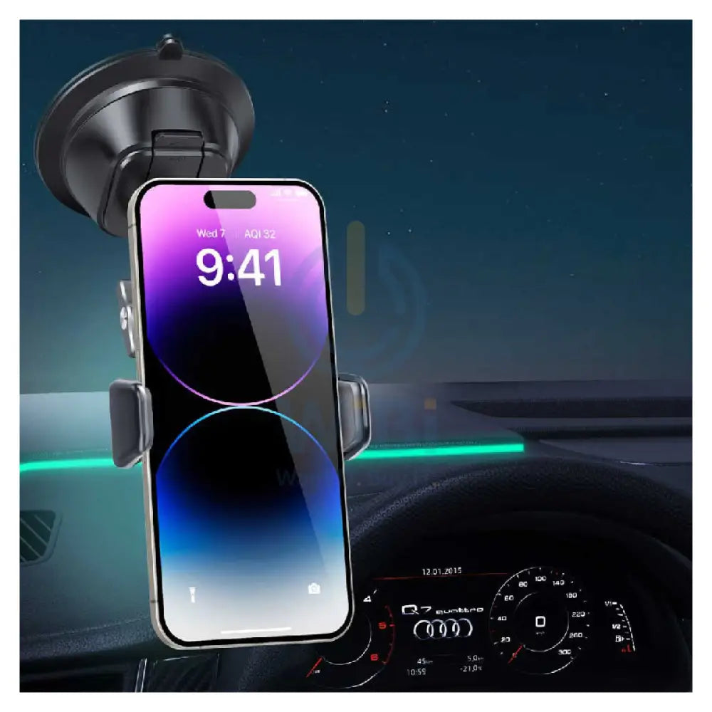 Porodo Cradle Suction Cup Non-Gel Pad Phone Mount - Black Accessories > Mobiles & Tablets > Mobiles > Car Chargers