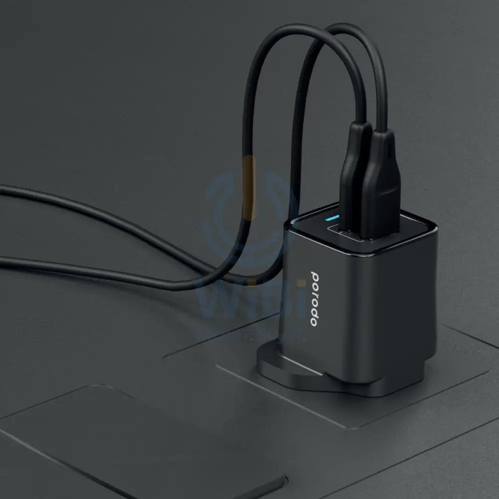 Porodo Dual Port Wall Charger 2.4A With 1.2m Lightning Cable - Black Accessories > Power Adapters