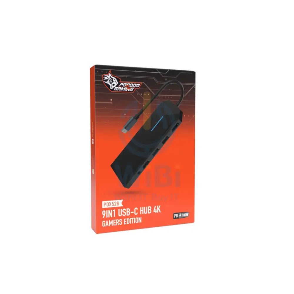 Porodo Gaming 9in1 USB-C HUB 4K Gamers Edition Accessories > USB Hub