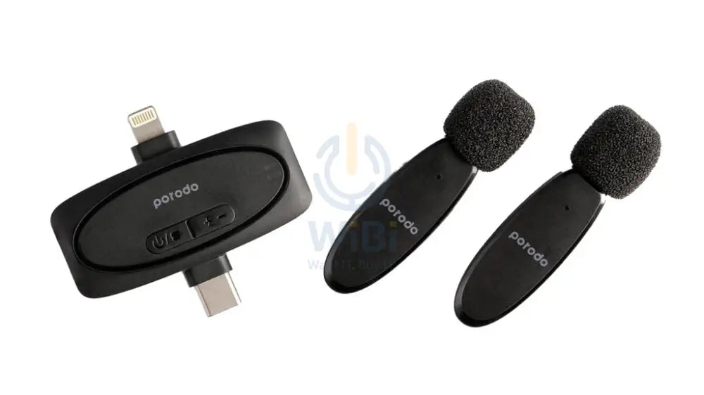 Porodo Lavalier Microphone - Dual Mic / Dual Connector / Black Accessories > Audio > Microphone > Offer Zone