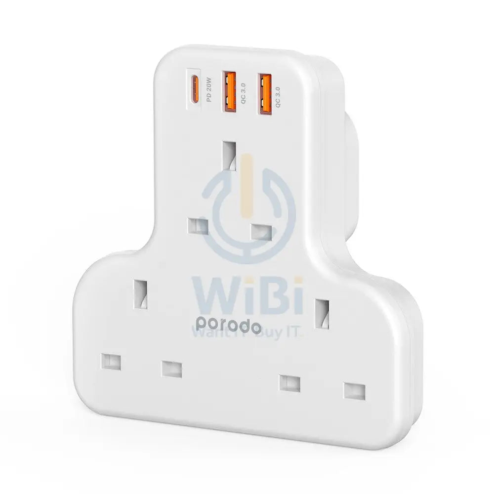 Porodo Multi-Port Wall Socket - White Accessories > Power Adapters