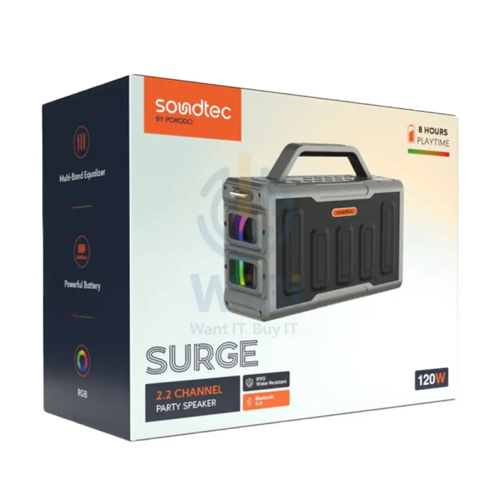 Porodo Soundtec Surge 2.2 Channel Party Speaker - Wireless / Black Accessories > Audio > Speakers