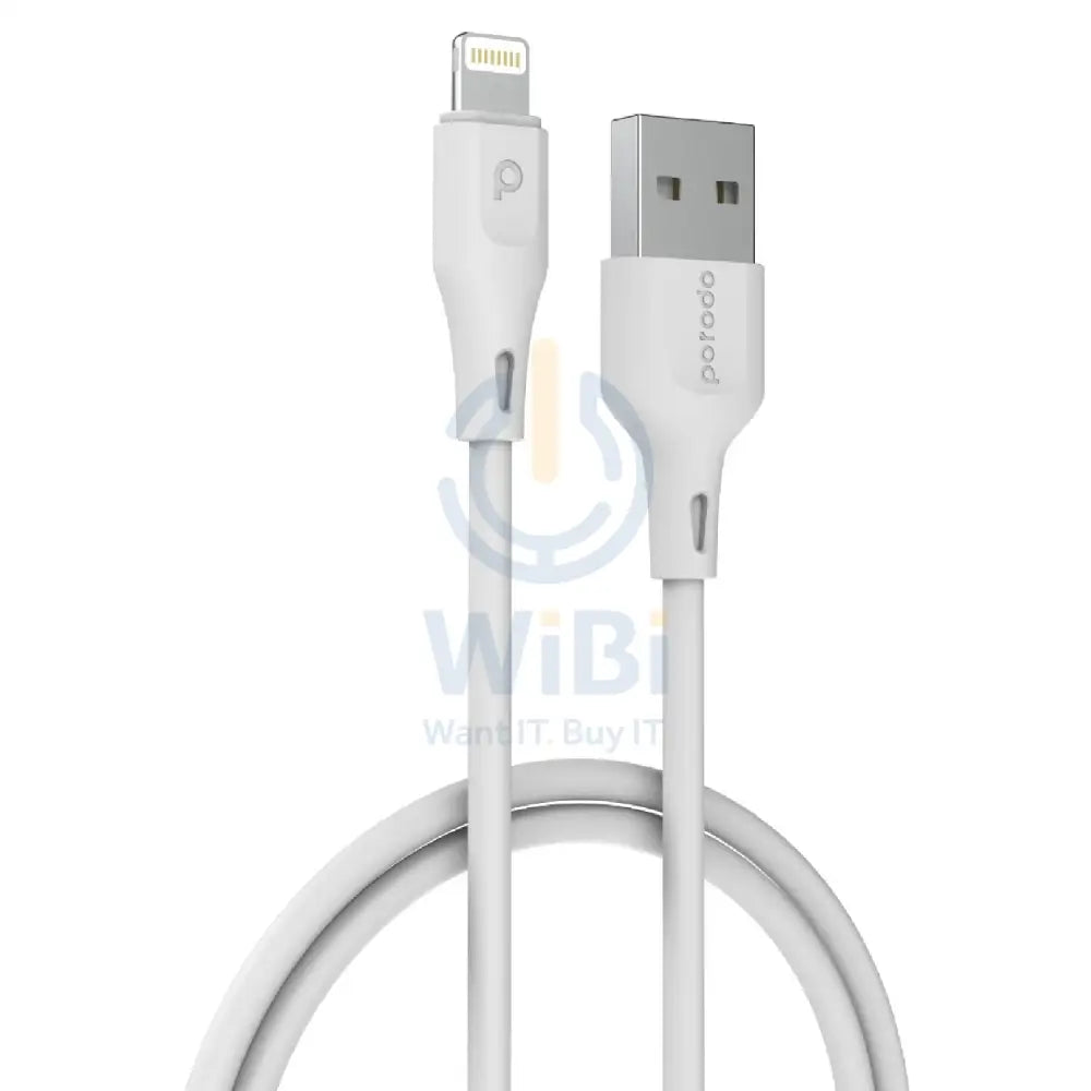 Porodo USB Cable Lightning Connector Durable Fast Charge and Data Cable (2M 2.4A) - White Accessories > Cables &