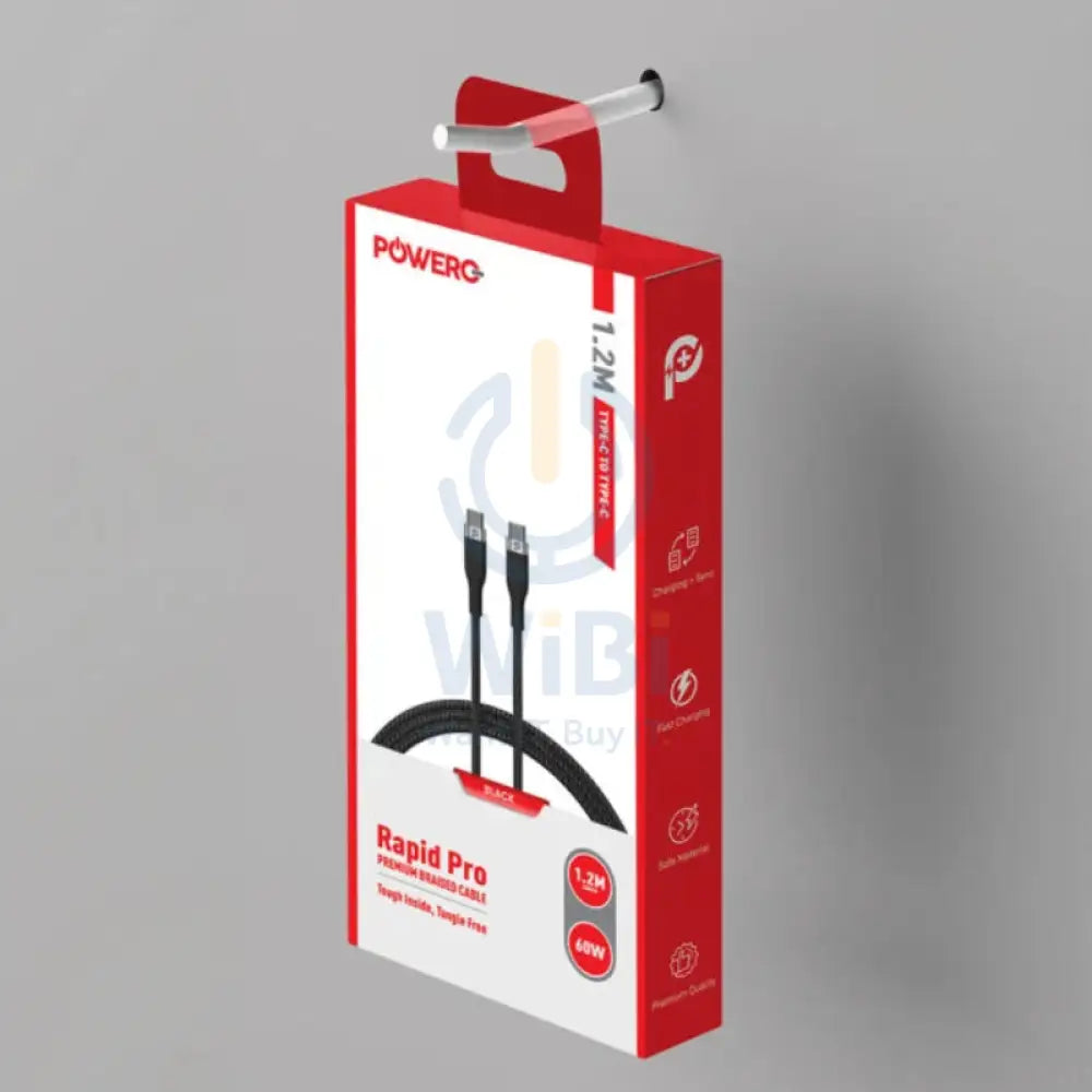 PowerO + Rapid Pro Premium Braided Cable - 60W / 1.2 Meter / Type-C / Black Accessories > Cables & Converters > Cables