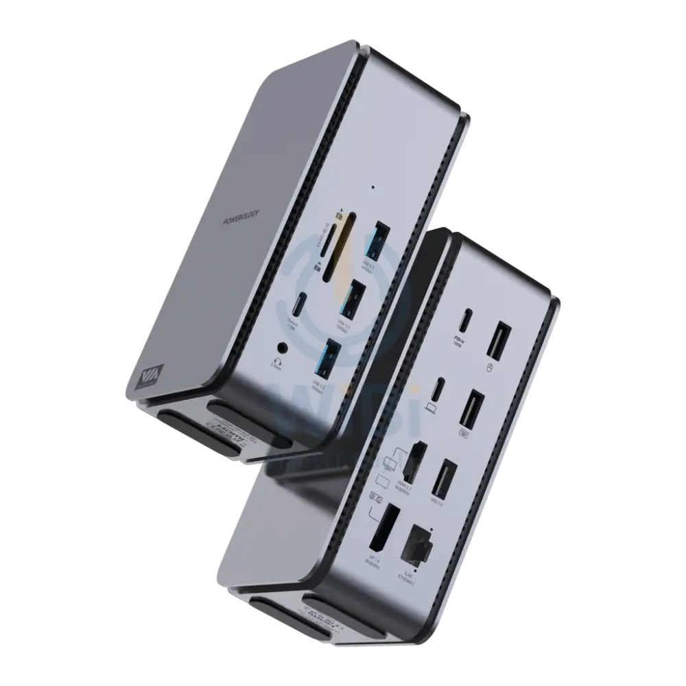 Powerology 15 In 1 Dual Dock Station - 100W / Gray Accessories > Smart Devices