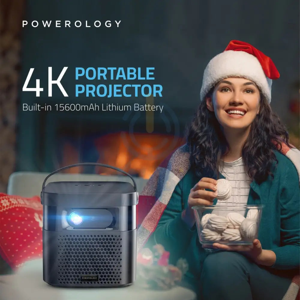 Powerology 4K Portable Projector Built-In 15600mAh Lithium Battery Accessories > Power Adapters