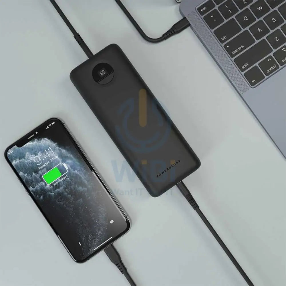 Powerology Compact Power Bank - 20000mAh / Black