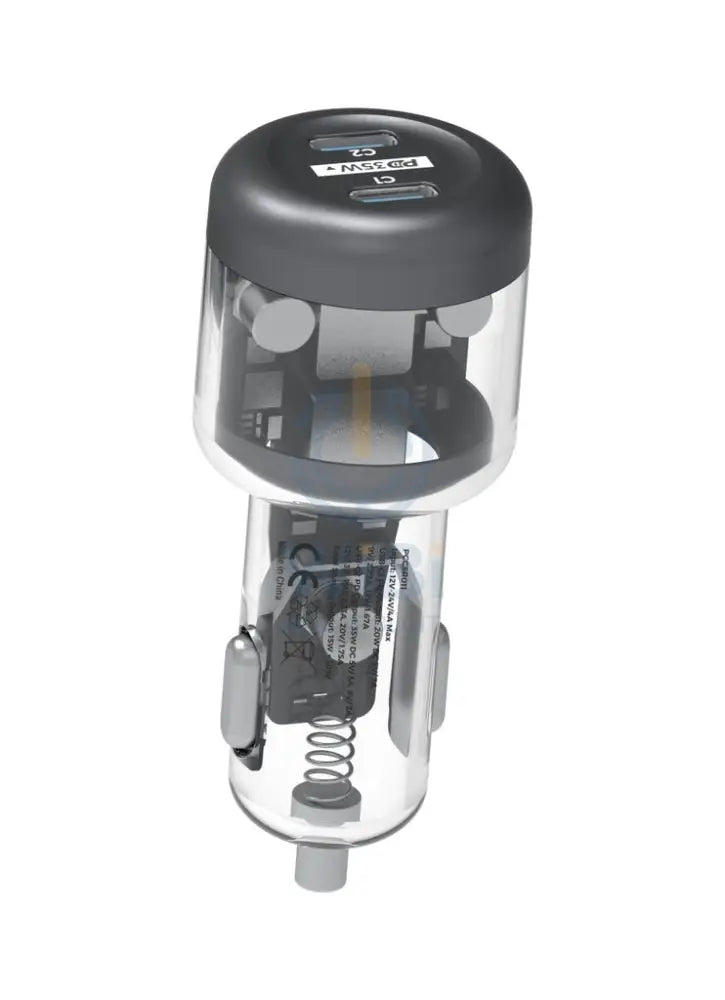 Powerology Crystalline Series Car Charger - 35W / Transparent/Grey Accessories > Mobiles & Tablets > Mobiles > Car