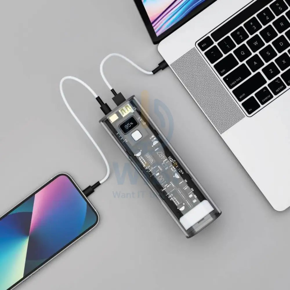 Powerology Crystalline Series Dual Output Power Bank - 24000mAh / 100W / Dark Gray Accessories > Mobiles & Tablets >