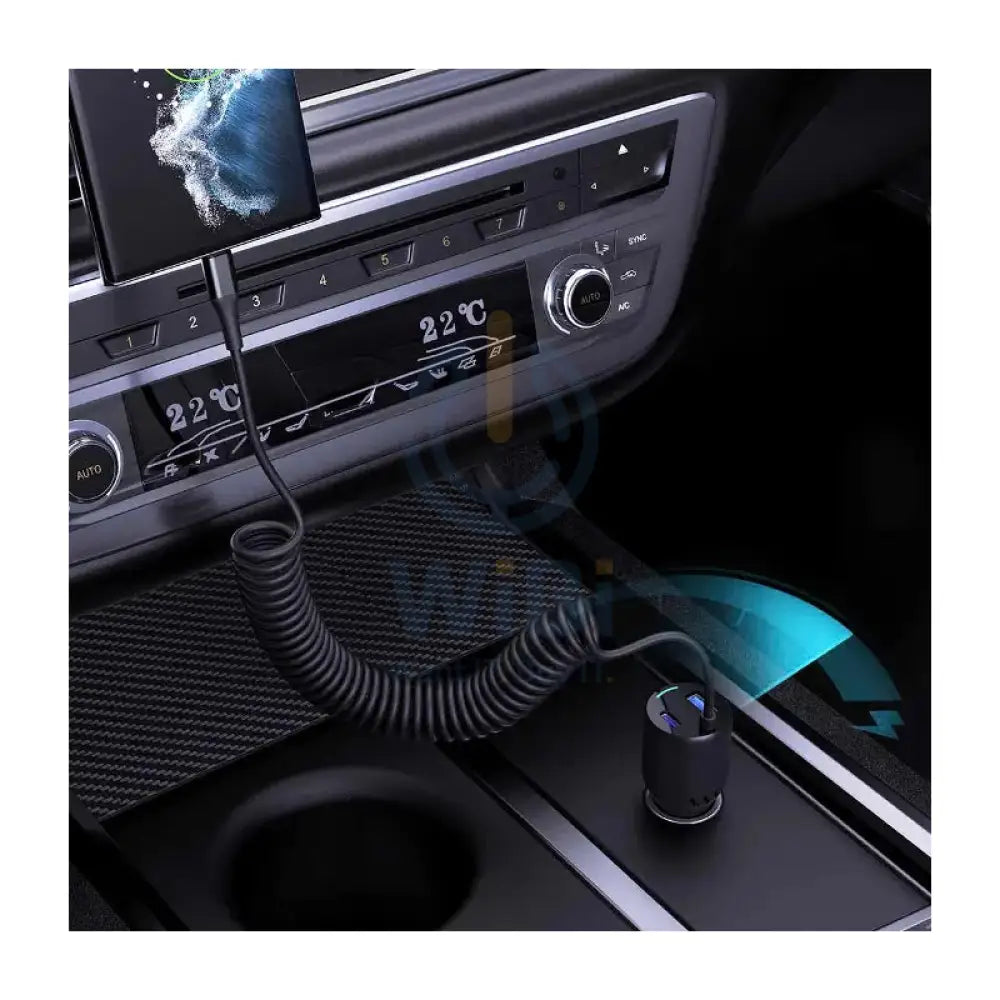Powerology Dual Ports Car Charger With Coiled Cable - 100W / Black Accessories > Mobiles & Tablets > Mobiles > Car