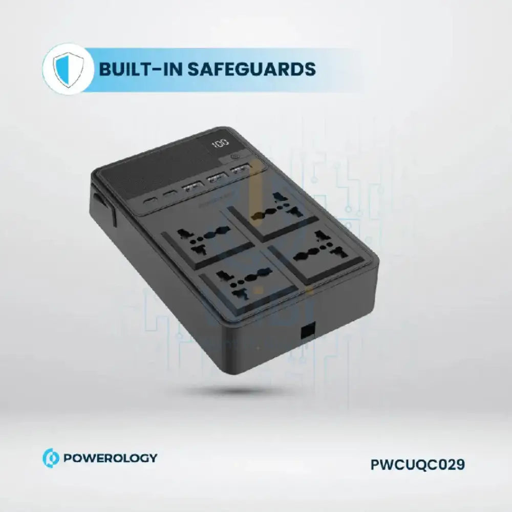 Powerology Power Strip with Built-In Retractable Cables - 2500W / 4AC / USB / USB-C / Black Accessories > Power > Power