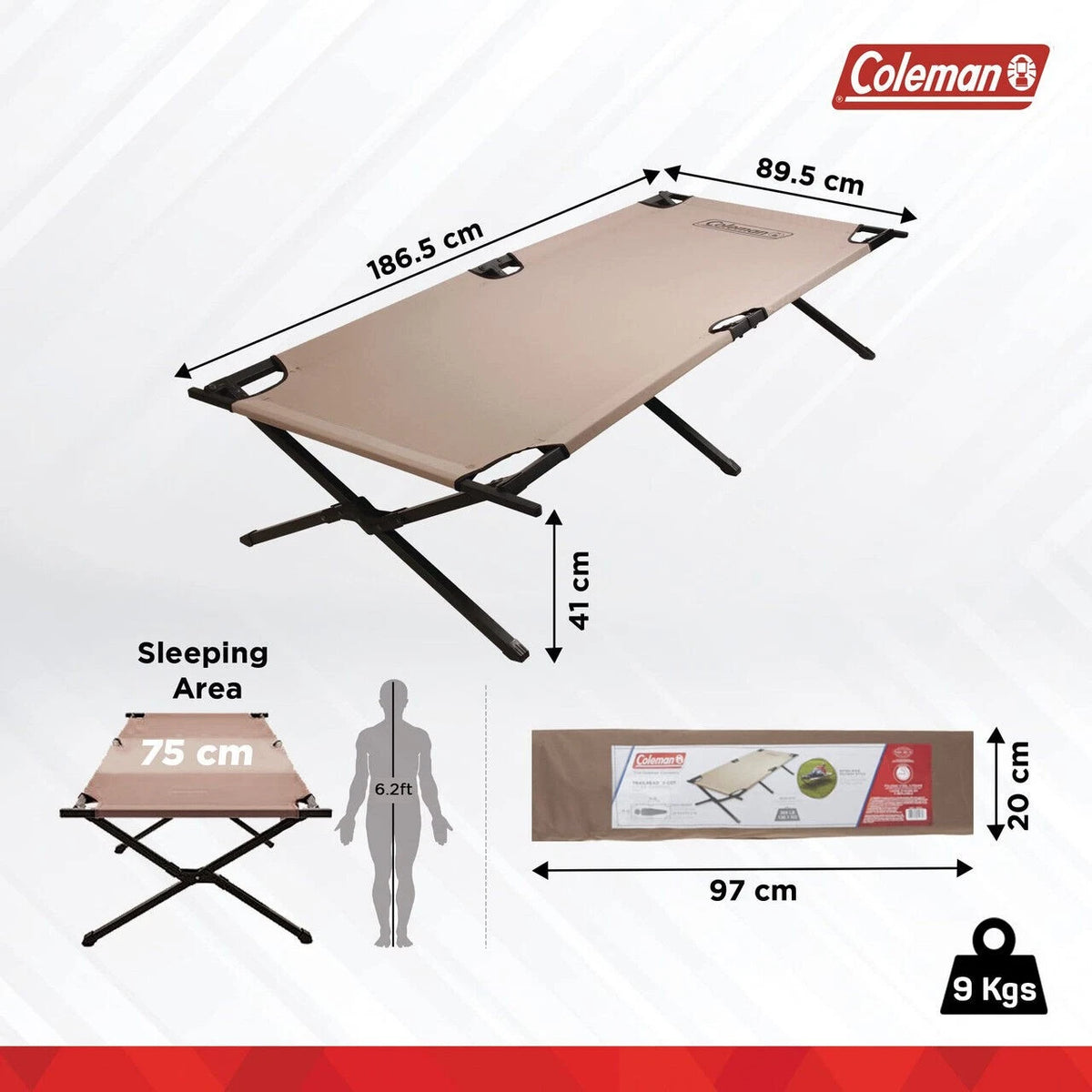 Coleman Trailhead Ii Large Folding Cot With Easy Setup & Takedown, Supports Adul