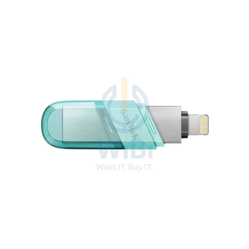 SanDisk iXpand Flash Drive Flip - 128GB / USB 3.1 Gen 1 / Lightning / Ice Mint Storage > USB Flash Drive