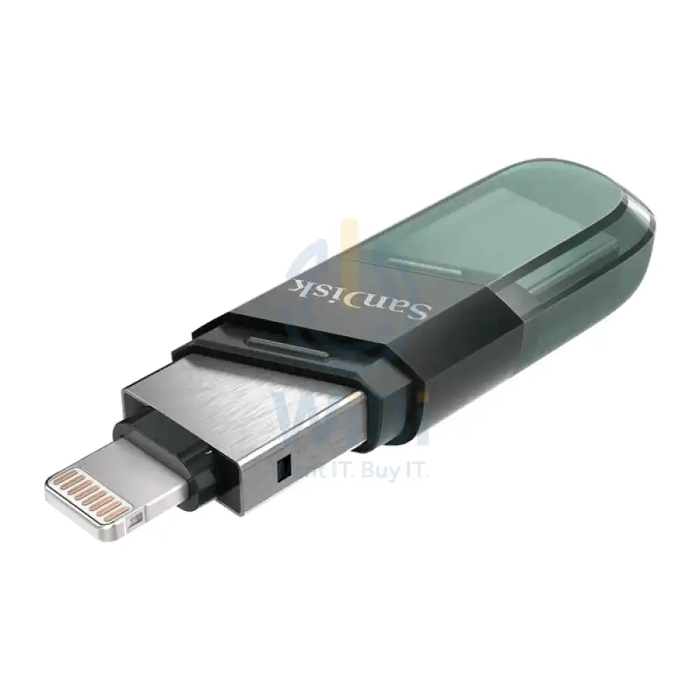 SanDisk iXpand Flash Drive Flip - 64GB / USB 3.1 Gen 1 / Lightning / Black and Silver Storage > USB Flash Drive