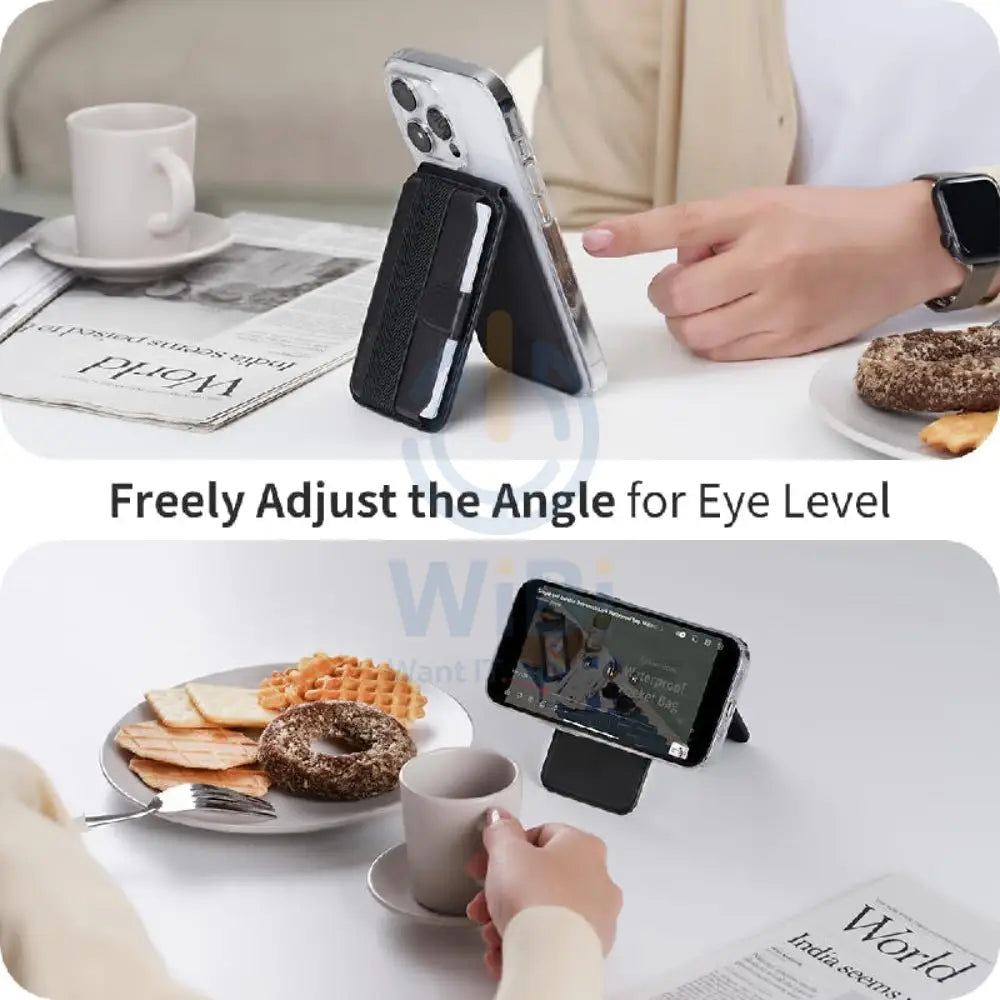Sinjimoru M-Pull Tab Stand Magsafe Wallet - Black Accessories > Mobiles & Tablets > Mobiles > Grips