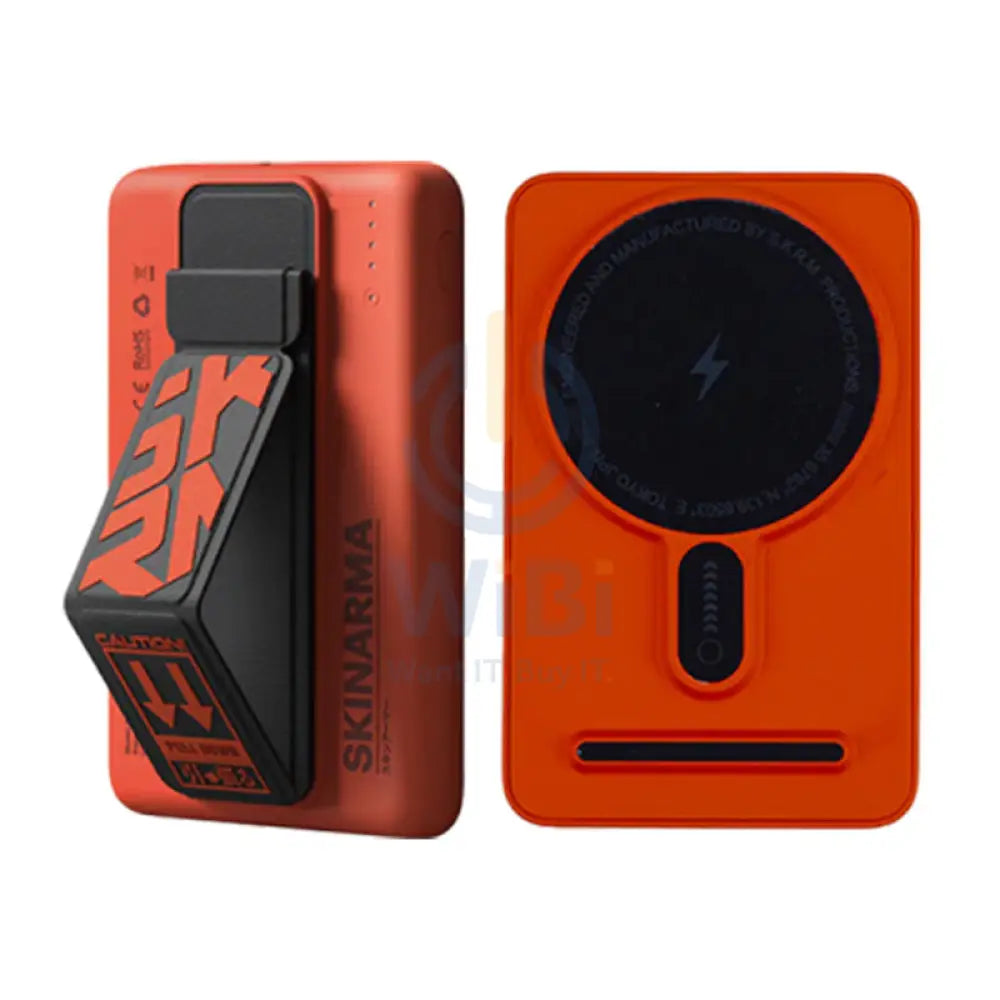 SKINARMA Magnetic Power Bank Smart Grip Stand - 15W / 5000 mAh / Wireless / USB - Orange Accessories > Power Bank