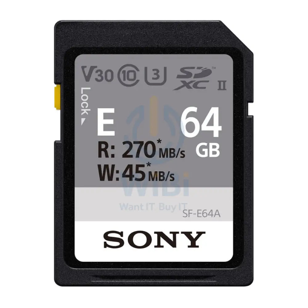 Sony SF-E64/T1 64GB E SERIES UHS-II SDXC MEMORY CARD - 270 MB/s Storage > Memory Cards