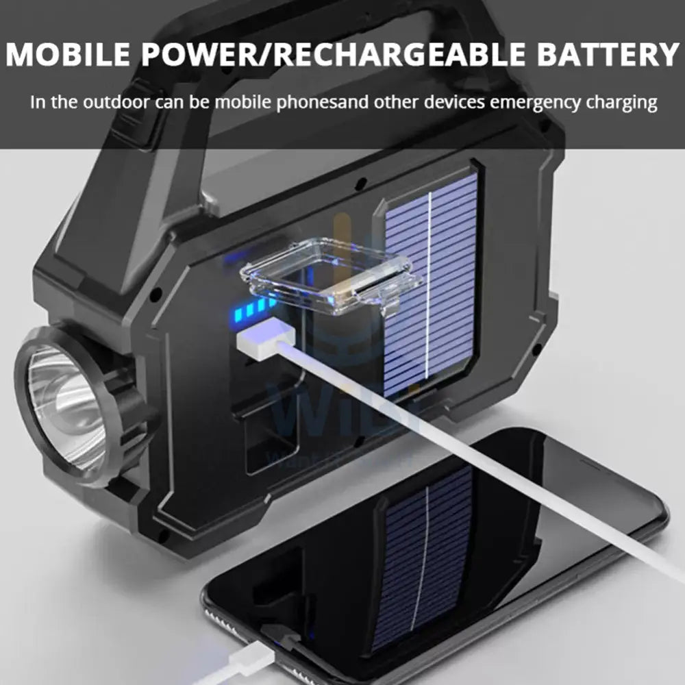 Super Bright Solar LED Camping Flashlight With Cob Work Lights USB Rechargeable Accessories > Smart Devices