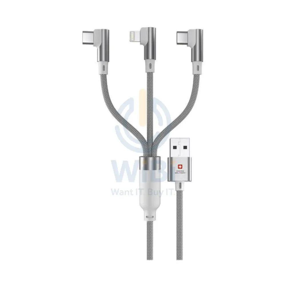 Swiss Military Braided USB-A To 3-In-1 Cable - 2 Meter / White Accessories > Cables & Converters > Cables