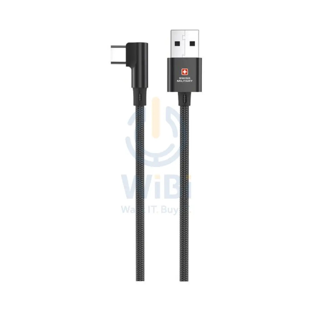 Swiss Military Braided USB-A To Type-C Data Sync And Charging Cable - 2 Meter / 60W / Black Accessories > Cables &