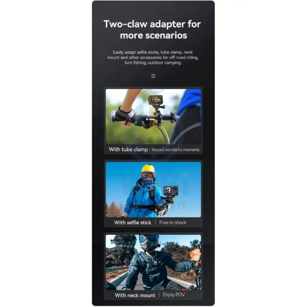 TELESIN Magnetic Two-Claw Adapter for DJI Osmo Action 3 - Black Accessories > Cameras