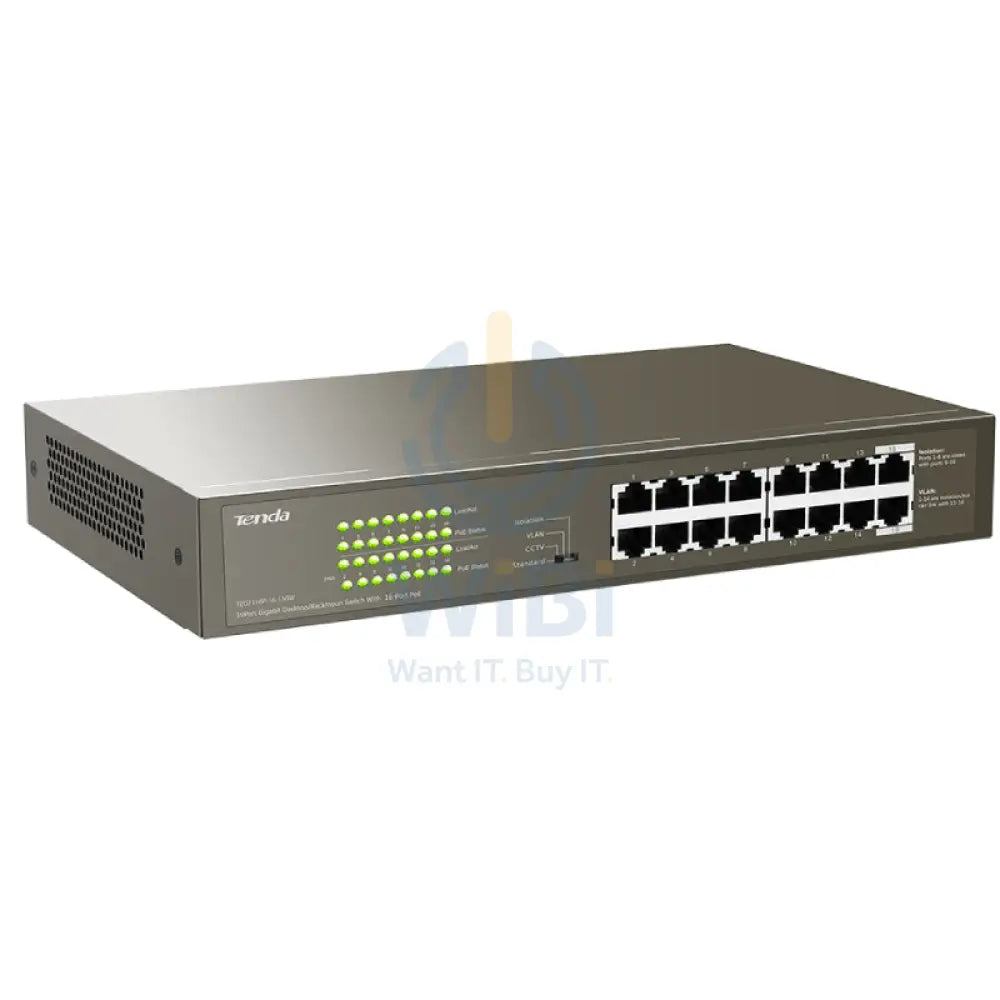 Tenda (TEG1116P-16-150W) 16-Port Gigabit Ethernet Switch with 16-Port PoE - 32 Gbps / LAN Networking Products > Switches