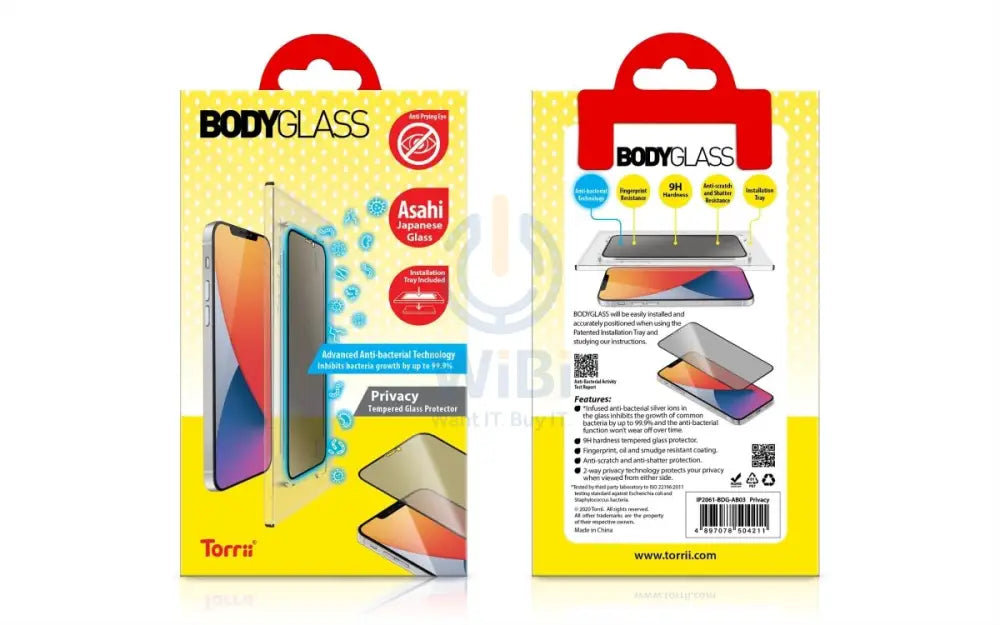 Torrii Bodyglass Screen Protector - iPhone 14 Pro Max / Anti-bacterial Coating / Privacy Black Accessories > Mobiles &