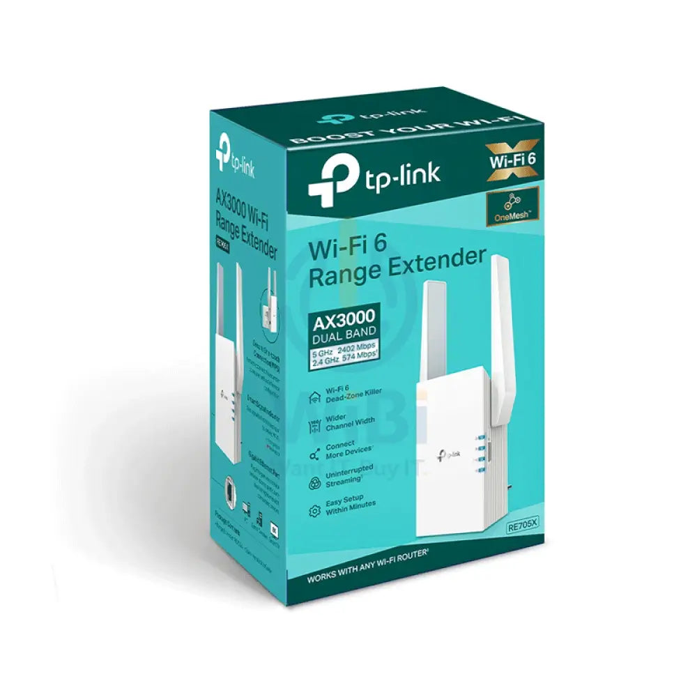 TP-Link RE705X (AX3000) Mesh Dual-Band WiFi 6 Extender - 5GHz (2402 Mbps) / Gigabit LAN Networking Products > Wireless