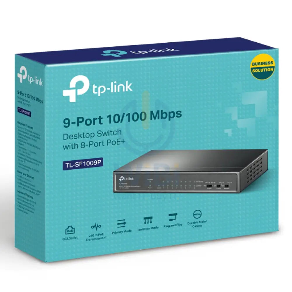 TP-Link (TL-SF1009P) 9-Port 10/100Mbps Desktop Switch with 8-Port PoE + - 1.8 Gbps / LAN Networking Products > Switches