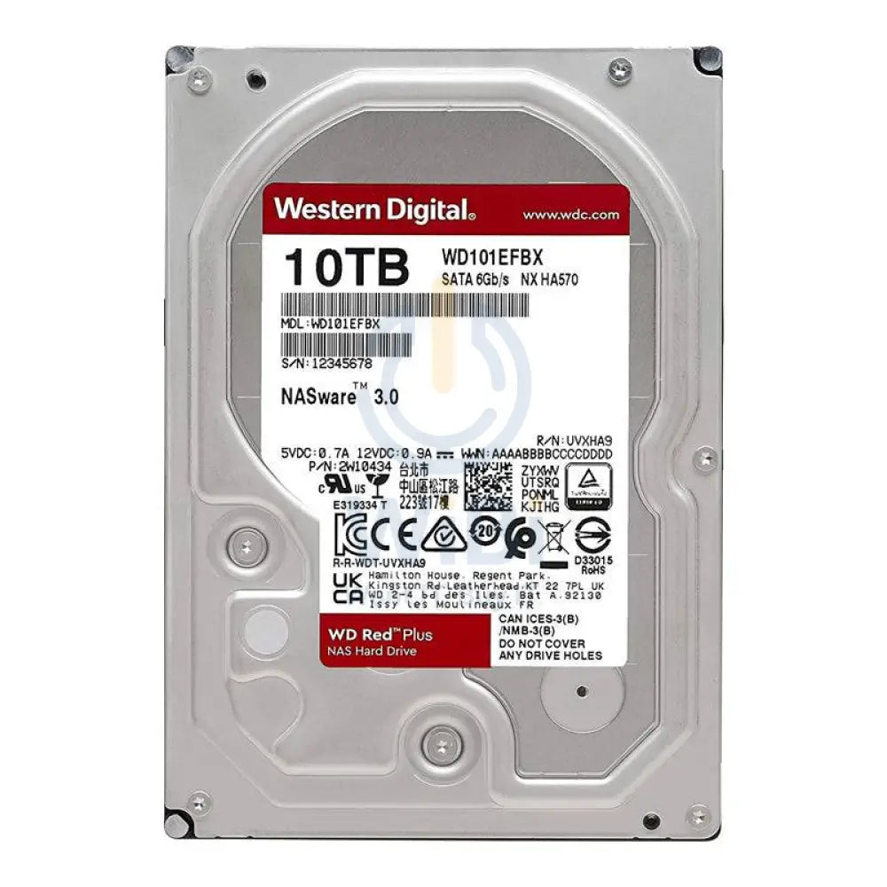 WD Red Plus Internal Drive - 10TB / 3.5-inch / SATA-III / 7200 RPM / 256MB Buffer